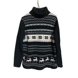 Northern Reflections Turtle Neck Knit Sweater Womens L Holiday Festive Christmas